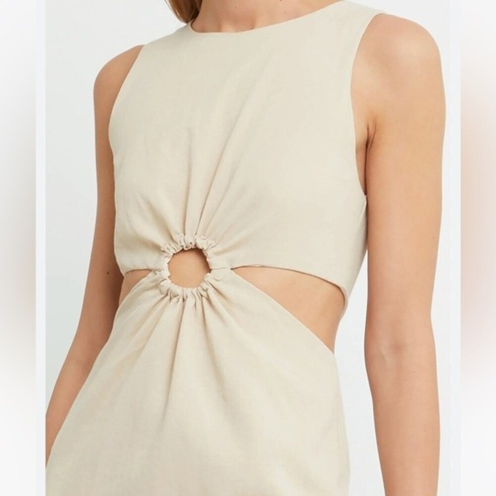 Kourt Anthropologie Vivi Tan Cream Colored Mini Dress
